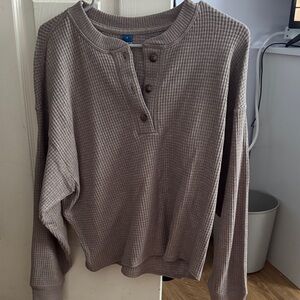 Old Navy Women's Waffle Knit Henley Sweater - Brown